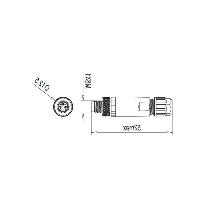 M8 3Pin、公头直型、直插式连接、63F341